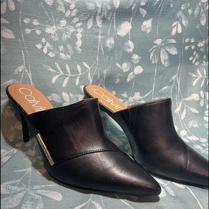 Calvin Klein Grecia Leather Pointed Toe Heels